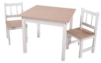 Image de Table d'activité pour enfants, avec 1 table et 2 chaises, blanche/naturelle