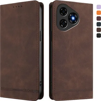 Produktbild von Hülle für Ulefone Note 19, Retro Kunstleder Ständer Klapphülle mit Kartenfächer und Magnetische Braun