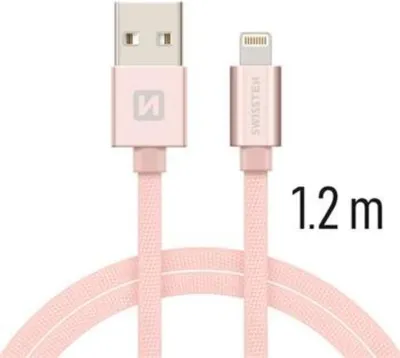 Produktbild von Swissten Textile Fast Charge 3A Lightning Daten- und Ladekabel 1,2 m