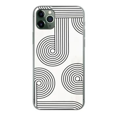 Produktbild von MuchoWow® Handyhülle Schutzhülle Hülle für iPhone 11 Pro Max Abstrakt - Schwarz - Weiß - Kreis Silikon Softcase Handy Hülle - Schutz