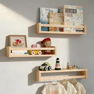 Wandregale aus Holz, 3er-Set, 41,5 cm, für Kinderzimmer