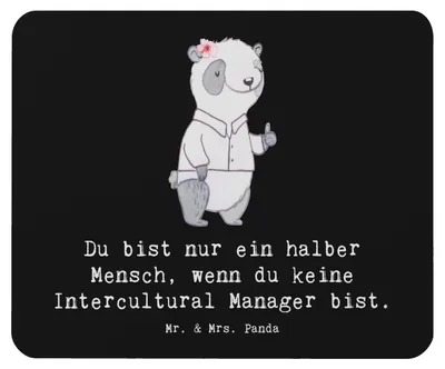 Produktbild von Mr. & Mrs. Panda Mousepad Intercultural Manager Herz - Schwarz - Geschenk, mauspad laptop, Mouse Pad, mousematte
