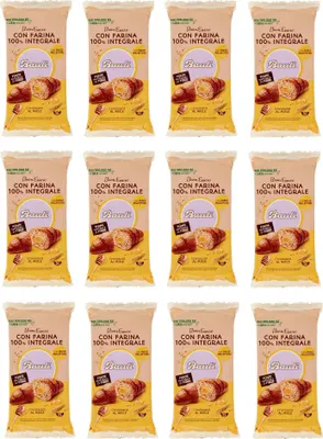 Produktbild von 12x Bauli Cornetti Croissant con Farina Integrale Farciti con Miele Millefiori Croissant mit Vollkornmehl gefüllt mit Millefiori-Honig Packung à 225g, Jede Packung enthält 5 Croissants à 45g