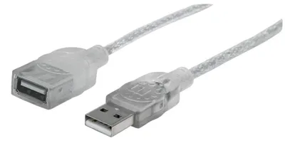 Image de Manhattan 336314 Manhattan USB Kabel A -> A St/Bu  1.80m silber Verl.