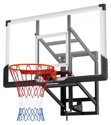 Produktbild von SucceBuy Basketballkorb zur Wandmontage mit 1371,6 mm großer PC-Rückwand, 2,8 mm dickem Rückwandbrett und strapazierfähigem Nylonmisch-Netz für ein professionelles Spielerlebnis