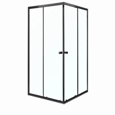 Produktbild von Kerra Olga SQ Black 70x70 Duschkabine ohne Duschwanne, schwarz Profile, 4mm ESG transparent Sicherheitsglas