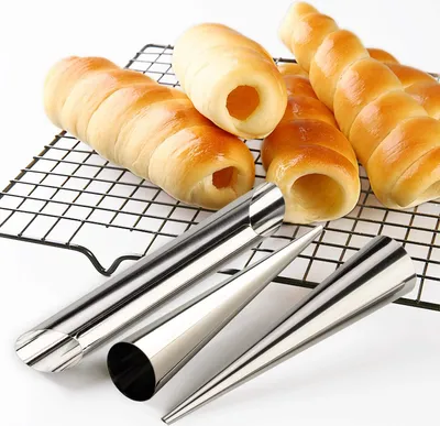 Produktbild von Edelstahl kegelförmige Backform für Sahnehörnchen und Cannoli - Croissantform
