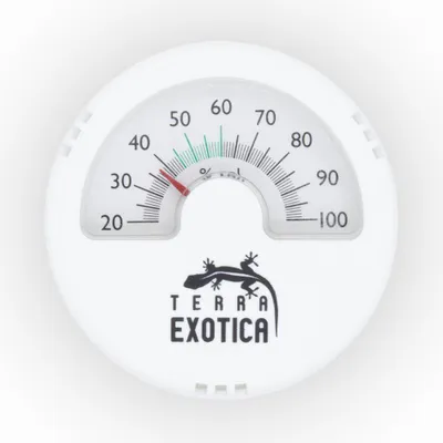 Produktbild von Analoges Hygrometer Weiß Ø 5,5 cm zur Luftfeuchtigkeitsmessung im Terrarium, selbstklebend