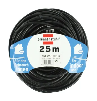 Obrázok produktu pre Brennenstuhl BN-EXT02, 25 m, Vnútorný, Priamy, IP20, Polyvinylchlorid (PVC), Čierna