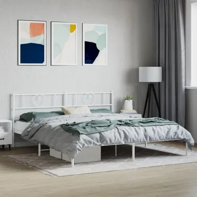 Immagine prodotto di Maison Exclusive - Letto con testiera in metallo bianco 200x200 cm