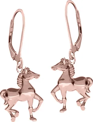 Produktbild von Mädchen Ohrhänger echt 925 Sterling Silber Pferde Kinder Ohrringe Rosegold A117