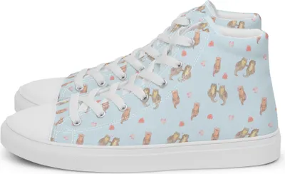 Produktbild von Mr. & Mrs. Panda Sneaker Damen Otter Hände halten Größe 40 1/2 - Blau - Geschenk, Damenschuhe, Leinenschuhe, Paar, Seeotter, Romantisch, Liebe, glücklich, Stoffsneaker