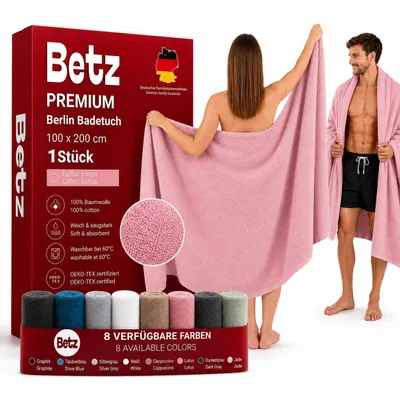 Produktbild von Betz 2 Stück XXL Badetücher 100 x 200 cm BERLIN Saunatücher 100% Baumwolle Farbe – lotus