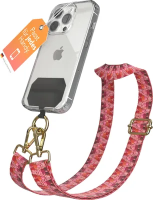 Produktbild von EAZY CASE - Handykette Universal Pad zum Umhängen, kompatibel mit jedem Handy, Kette mit Hülle, Handyband ZickZack Style in Lila