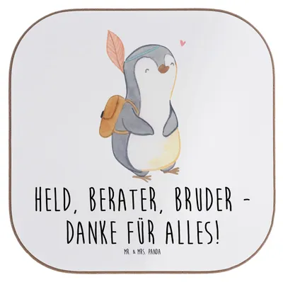 Produktbild von Mr. & Mrs. Panda Getränkeuntersetzer Held Bruder - Weiß - Geschenk, bieruntersetzer, Geschenke, Danke sagen, Bedanken, herzerwärmend, Tassen Untersetzer, Erinnerungen