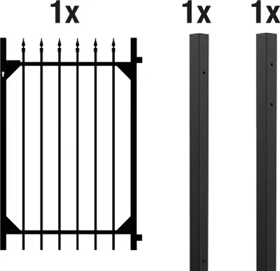 Produktbild von Alberts Einzeltor-Set für Zaunsystem Chaussee, Höhe 120 cm, Breite 96,5 cm, matt schwarz, zum Einbetonieren