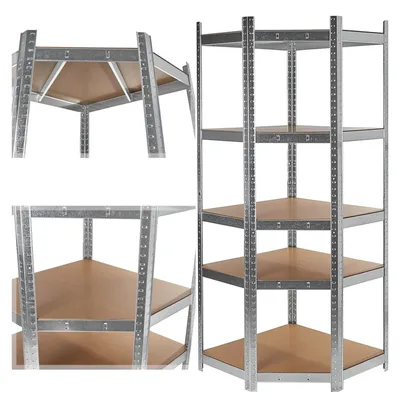 Immagine prodotto di Scaffale angolare, di stoccaggio, per carichi pesanti, 5 ripiani regolabili, MDF, 80 x 40 x 70 cm, 175 kg