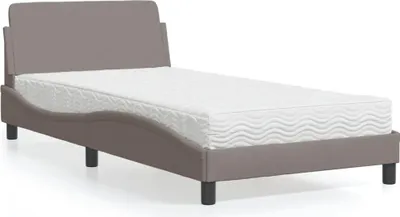 Produktbild von vidaXL Bett mit Matratze "Dover" Taupe 100x200 cm Stoff