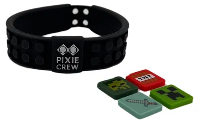 Zdjęcie produktu dla PIXIE CREW & MINECRAFT Regulowana bransoletka, czarna, 4 multipiksele