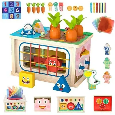 Zdjęcie produktu dla Kostka motoryczna montessori drewniana dla dzieci od 6 miesięcy
