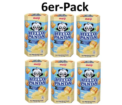 Produktbild von 6er-Pack meiji Hello Panda Kekse Milchfüllung 50g
