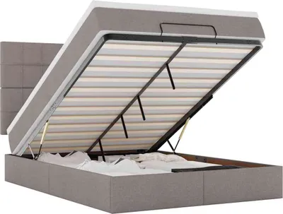 Produktbild von Ottoman-Bett mit Matratze & LEDs Taupe 140x190 cm Stoff