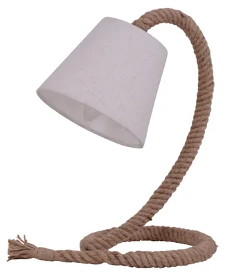 Produktbild von Tischleuchten - Tischleuchte mit Textilschirm "ROPE", Tischlampe im Landhaus Stil, ausMetall, Kunststoff und Textilmaterial in natur, 35 cm hoch, Maße 26 x 18 cm, E14-Fassung – Schnurschalter