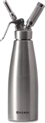Produktbild von HENDI Sahnespender, Inklusive Set aus 3 Edelstahl Spritztüllen und Reinigungsbürste, Sahne-Mousses-Desserts-kalten Schäumen-Saucen, 1L, ø98x(H)330mm