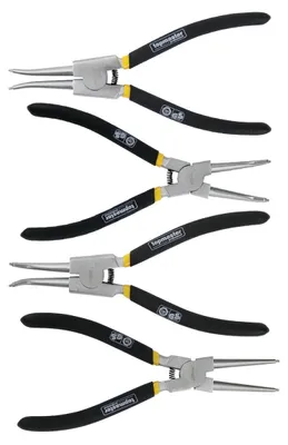 Immagine prodotto di Set pinze per anelli di sicurezza Seeger a becco curvo e dritto interni/esterni , pinze con punte dritte e curve per bloccaggio interno ed esterno 6" 150 mm  ,4 pezzi Topmaster