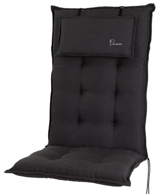 A dark grey high-back chair cushion with a headrest.