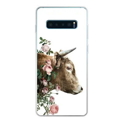 Produktbild von MuchoWow® Handyhülle Schutzhülle Hülle für Samsung Galaxy S10 Lite Schottischer Highlander - Kuh - Blumen Silikon Softcase Handy Hülle - Schutz