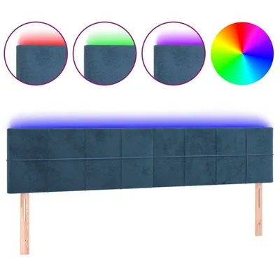 Zdjęcie produktu dla Zagłówek Do Łóżka Z Led, Ciemnoniebieski 160X5X78/88Cm, Aksamit Lumarko!