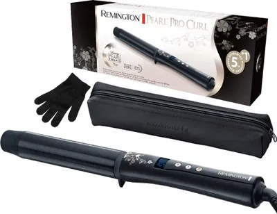 Obrázek produktu pro Remington kulma na velké lokny [32mm] Pearl Digital (keramický potah s pravými perlami) LCD displej 130-210°C, včetně tepelné rukavice, jemné vlny jemné až silné vlasy, černá, CI9533