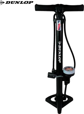 Zdjęcie produktu dla Dunlop Floor Pump Bike & Car - Z manometrem - Solidna pompka ręczna i warsztatowa do opon, piłek i materacy powietrznych