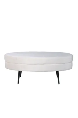 Immagine prodotto di Pouf Otto, poggiapiedi in velluto bianco sporco.