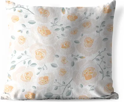 Produktbild von MuchoWow® Outdoor Kissen - Rosen - Orange - Muster - 50x50 cm - Wetterfest - Lounge Kissen - Komfortabel - Kissen mit Bild