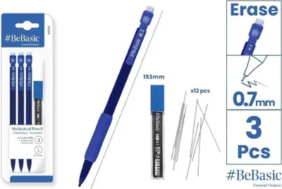 Produktbild von Druckbleistift HB 0,7 mm, 3er-Pack + Minen – BeBasic