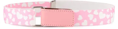 Produktbild von Ladeheid Kinder Gürtel Elastik-Gürtel 1-12 Jahre 34-90 cm P15 (Rosa/Weiße Herzen, 0-2 Jahre)