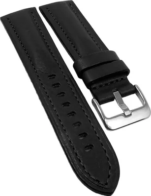 Produktbild von Herzog Italo-Pan > Uhrenarmband schwarz > Kalbleder gepolstert, Stegbreite:20mm, Schließe:Silbern
