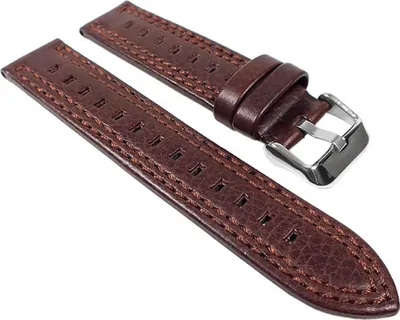 Produktbild von Kansas Ersatzband Uhrenarmband Kalbsleder Braun mit Doppelnaht 23401S, Stegbreite:24mm