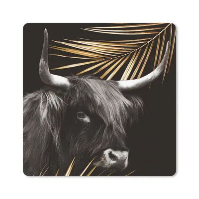 Produktbild von MuchoWow® Mauspad Mousepad Schottischer Highlander - Gold - Farn 20x20 cm - Mousepads - Maus Mat - Pad - Mausunterlage - Desk Mat - Bureauartikeln