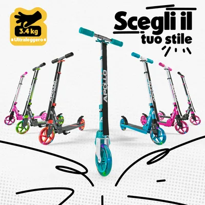 Immagine prodotto di Apollo Skyracer | Monopattino con Ruote a LED da 145 mm | Monopattino pieghevole e regolabile | bambino e bambina, 6 anni in su - orange