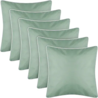 Obrázek produktu pro Venkovní polštářek s lemováním 6 ks ( 45 x 45 cm ) mátově zelený - dekorativní polštářek zahradní zip - odpuzuje nečistoty a vodu - snímatelný potah