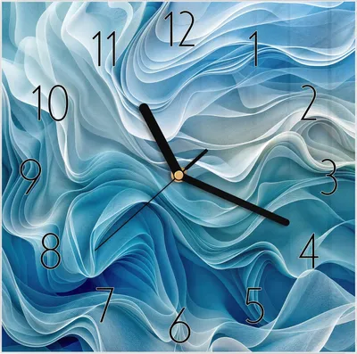 Produktbild von Wanduhr aus Glas mit Motiv Wellenfließend- 30 x 30 cm - inkl. Aufhängesystem