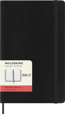 Produktbild von Moleskine 18 Monate Tagesnotizkalender 2026/2027, L/A5, 1 Tag = 1 Seite, Weicher Einband, Schwarz
