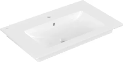Produktbild von Villeroy & Boch Schrankwaschtisch Venticello 41048L, 800 x 500 mm, Rechteck, 1 Hahnloch (mittig, durchgestochen), mit Überlauf, Weiß Alpin, 1 Stk.