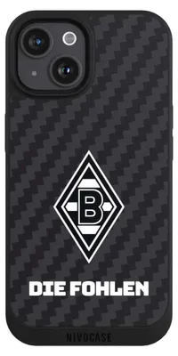 Produktbild von NIVOCASE Handyhülle für Apple iPhone 15 Hülle NIVOpure Case Schwarz Borussia Mönchengladbach Carbon Gladbach