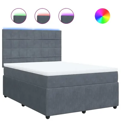 Produktbild von Boxspringbett mit Matratze Dunkelgrau 140x190 cm Samt