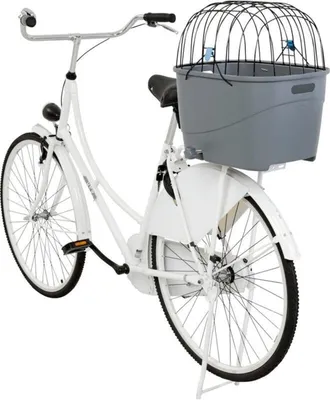 Immagine prodotto di Portapacchi per bicicletta – Cesto per cani – Trasporto animali domestici – Include un tappetino – 46x36x47 cm – Grigio