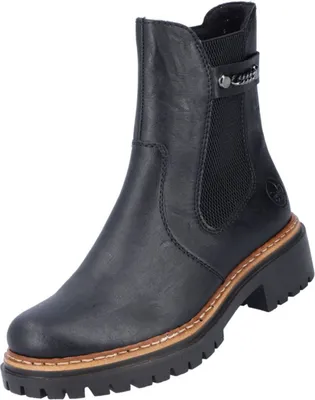 Produktbild von Rieker Damen Stiefelette Chelsea Boot Stretch Kette 72690, Größe:41 EU, Farbe:Schwarz